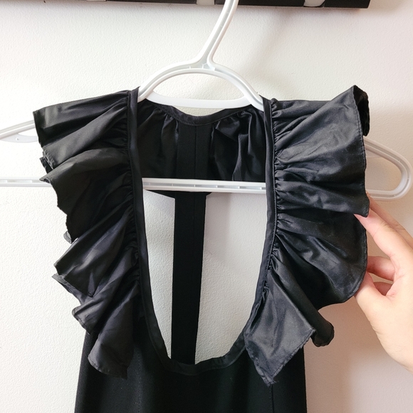 Women's Black Ruffle T-back Bodycon Mini Dress - Picture 3 of 7